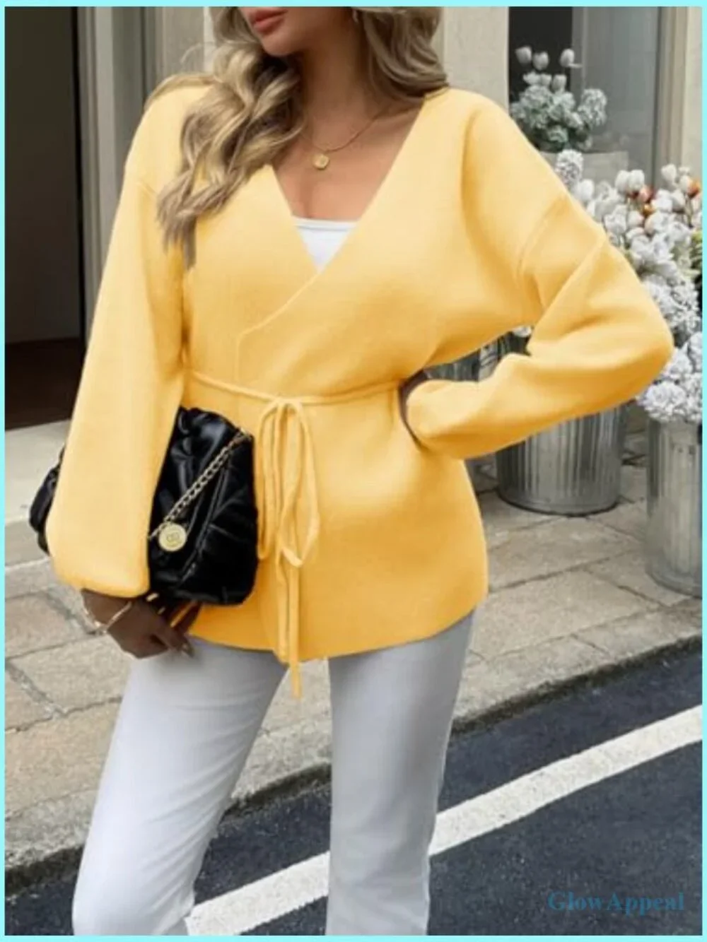 Wrap V-Neck Cardigan Sweater Tie Front Long Sleeve Knit Blazer